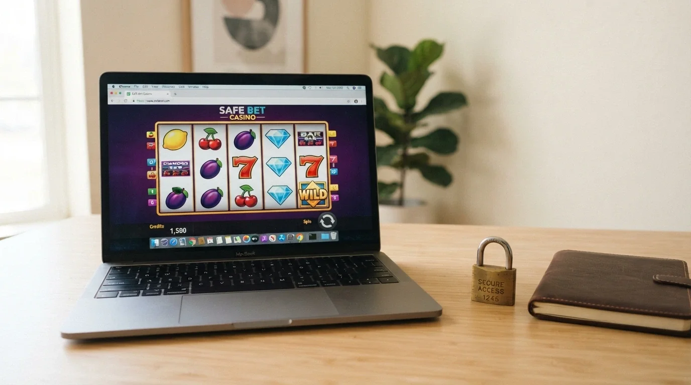 Dokument ustawy o grach hazardowych obok ekranu Total Casino — jedynego legalnego kasyna online w Polsce