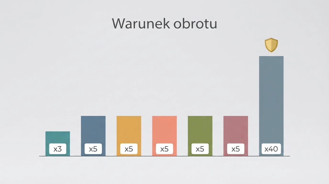 Zestawienie kart operatorów z logo kasyn, kwotą bonusu bez depozytu i wskaźnikiem warunku obrotu na każdej karcie