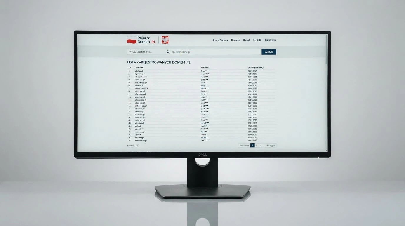 Ekran komputera z otwartą stroną hazard.mf.gov.pl — widoczny interfejs Rejestru Domen z polem wyszukiwania i listą zablokowanych domen kasyn online
