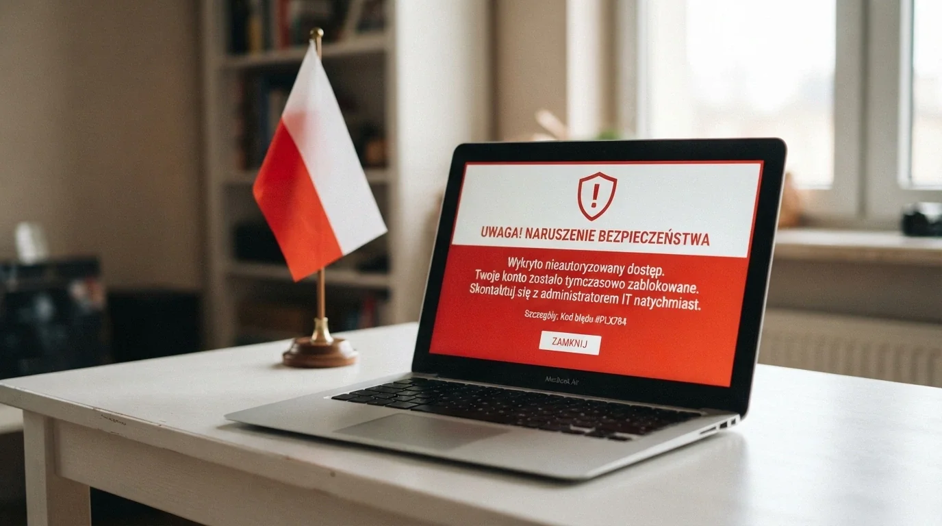 Ekran z komunikatem ostrzegawczym Ministerstwa Finansów na tle logo kasyn offshore i polskiej flagi